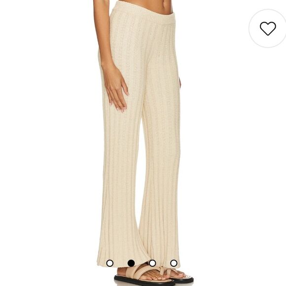 House of Harlow 1960 Ilaria Shimmer Striped Pants Cream Ribbed Palazzo Flare - Picture 3 of 10